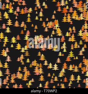 Seamless abstract random pine tree pattern background - vector decoration Stock Vector