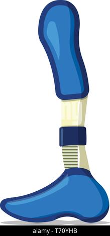 Leg Prosthesis Logo and Icon. Cyber prosthesis label for Web on white background. Cartoon Vector Illustration. Stock Vector