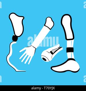 Set of Prosthesis Logo and Icon. Cyber prosthesis label for Web on white background. Simple Vector Illustration. Stock Vector