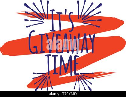Its Giveaway Time banner concept for web, gift card and postcard calligraphy. Template for Greetings, Congratulations, Housewarming posters, Invitatio Stock Vector