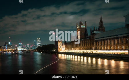The Palace of Westminster and the Thames, London UK Stock Photo
