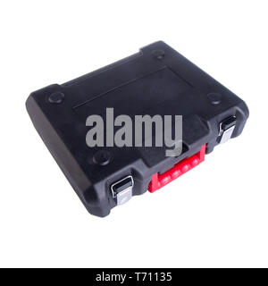 Box or Black plastic tool box on a background Stock Photo