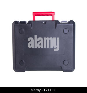 Box or Black plastic tool box on a background Stock Photo