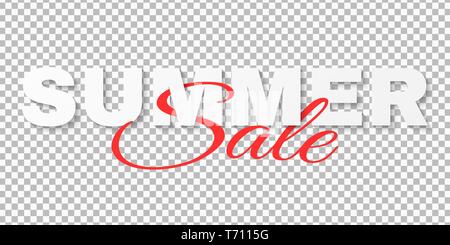 Creative text banner for Summer Sale isolated on transparent background. 3d text. Special offer. Big discounts. Beautiful lettering. Summer collection Stock Vector