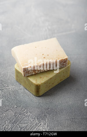 Two pieces of handmade soap Stock Photo