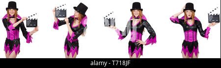 Beautiful woman with clapper board Stock Photo