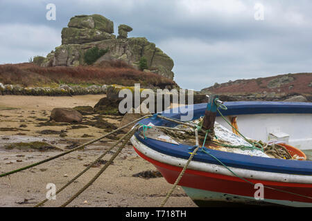 Dick's Carn (aka the Loaded Camel), Porth Hellick, St. Mary's, Isle of Scilly, UK Stock Photo