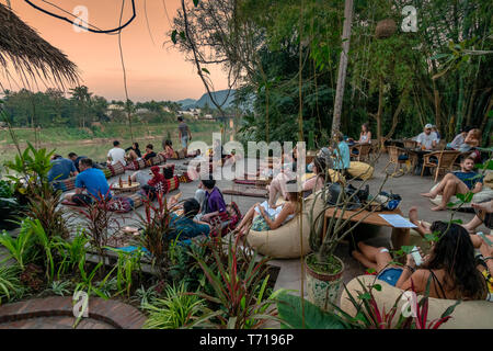 Popular Utopia bar and restaurant, Luang Prabang, Laos Stock Photo