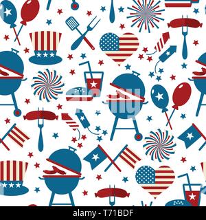 Fourth of July Party and memorial day icons. Stock Vector