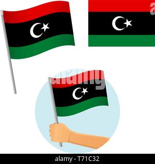 libya flag in hand. Patriotic background. National flag of libya vector illustration Stock Vector
