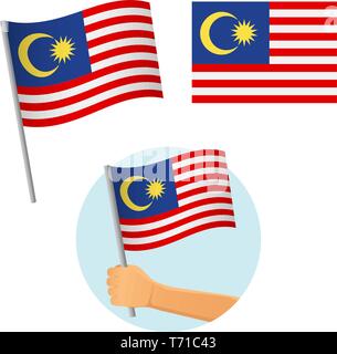 Malaysia flag icon in flat design. Independence day or National 