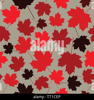 Seamless pattern from maple leaves. Red maple leaves on a white background. Stock Vector