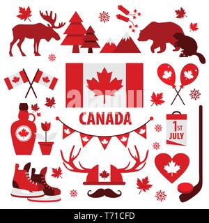 Canada sign and symbol, Info-graphic elements flat icons. Stock Vector