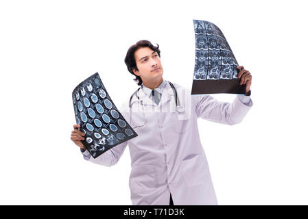 Young handsome doctor radiologist isolated in white Stock Photo