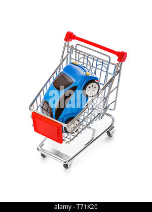 Toy car in shopping cart Stock Photo