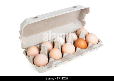 eggs in the package on white background Stock Photo
