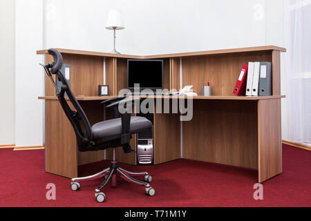 office desk with a computer Stock Photo