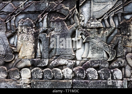 Old Khmer Art Carvings Bas Relief On The Wall Stock Photo Alamy