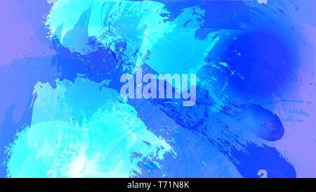 Abstract cosmic watercolor splash background. Design element in blue and violet colors for web, banner. Design poster. 16:9 Stock Vector