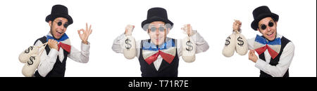 Funny man wearing giant bow tie Stock Photo