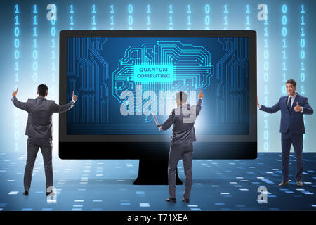 Concept of quantum computing with businessman Stock Photo