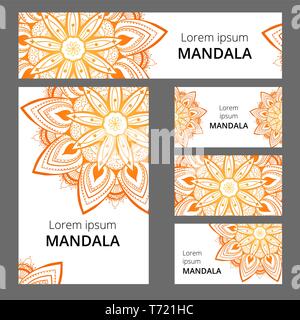 Mandala pattern design template. May be used for Business card or booklet, banner, book cover. illustration. Stock Vector