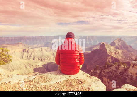 Hike in Grand Canyon Stock Photo