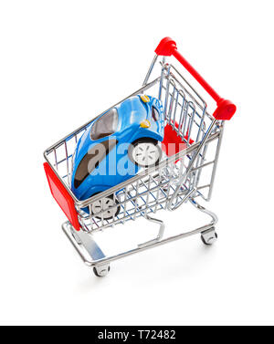 Toy car in shopping cart Stock Photo