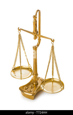 Golden brass balance or imbalance scale on blue color background. Weight  balance. Symbol of law justice, libra, decision, crime, financial Stock  Photo - Alamy