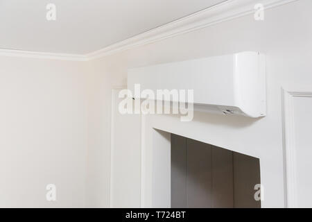 Air conditioning in a modern apartment in the bright Scandinavian style. Design element, installation and maintenance Stock Photo