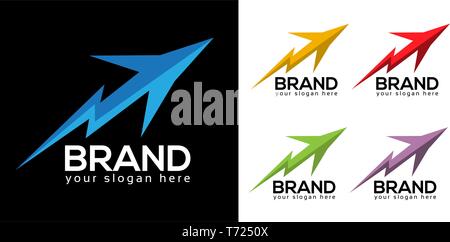 Electric plane Stock logo template. Set for print and web. Stock Vector