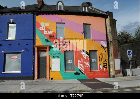 Boarded up shops and bars awaiting redevelopment in Cardiff City Centre Stock Photo