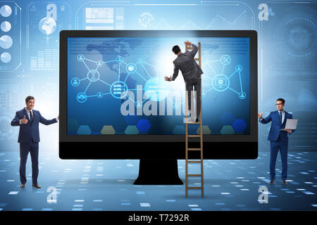 Concept of quantum computing with businessman Stock Photo