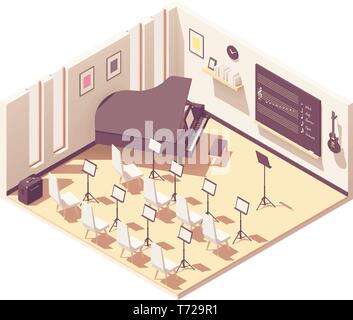 Vector isometric school music classroom Stock Vector