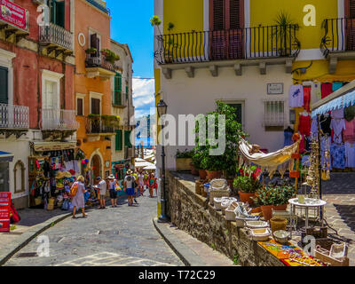 LIPARI, ITALY - JULY 16, 2014: Unidentified people walking in the center of the island. Stock Photo