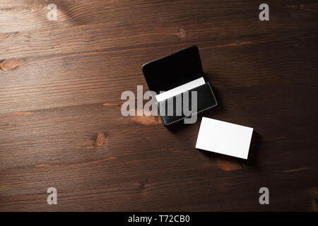 Business cards and holder Stock Photo