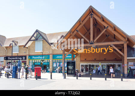 Entrance to Sainsbury's Supermarket, Chequers Way, Huntingdon, Cambridgeshire, England, United Kingdom Stock Photo