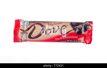 Dove dark chocolate candy bar in wrapper Stock Photo