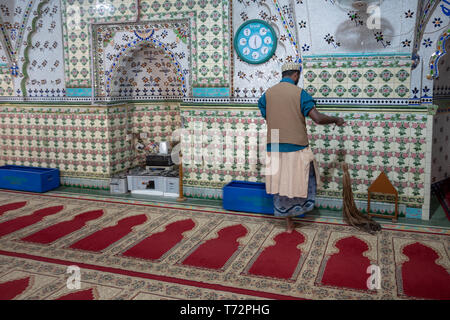 Star Mosque, is a mosque located in Armanitola area, Dhaka, Bangladesh. The mosque has ornate designs and is decorated with motifs of blue stars. It was built in the first half of the 19th century by Mirza Golam Pir. Stock Photo