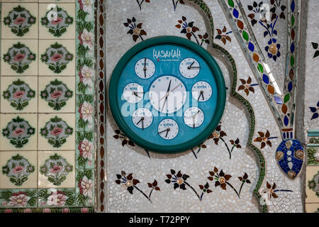 Star Mosque, is a mosque located in Armanitola area, Dhaka, Bangladesh. The mosque has ornate designs and is decorated with motifs of blue stars. It was built in the first half of the 19th century by Mirza Golam Pir. Stock Photo