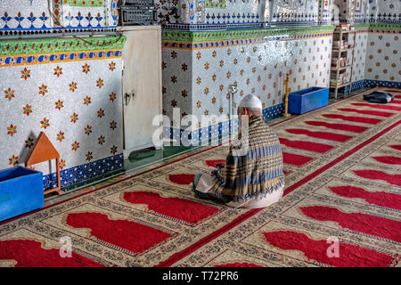 Star Mosque, is a mosque located in Armanitola area, Dhaka, Bangladesh. The mosque has ornate designs and is decorated with motifs of blue stars. It was built in the first half of the 19th century by Mirza Golam Pir. Stock Photo