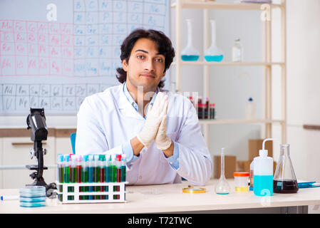 Young chemist working in the lab Stock Photo