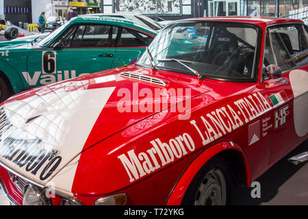 1969-1970 Lancia Fulvia Sport 1000 Barchetta rally car at Autoworld, classic automobile museum in Brussels, Belgium Stock Photo