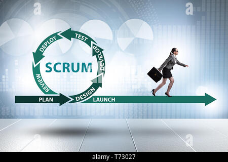 Businesswoman in agile methods concept Stock Photo