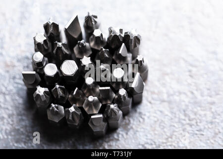 Close-up Of Set Of Various Changeable Screw Driver Nozzle Stock Photo