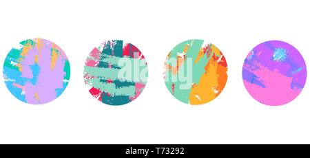 set frame color circles, Grunge brush vector hand drawn icon. Repeated irregular strokes with polka dots and a brush. Model trends drawn by hand. Grun Stock Vector