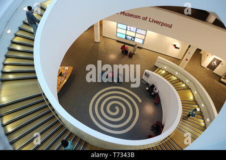 winding straircase in the entrance hall in the Museum of Liverpool Stock Photo