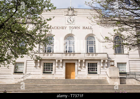 Hackney, London, England, UK - Front Facade of Hackney town hall Stock Photo