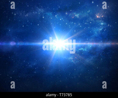 Stellar explosion shining in deep space, cosmic star blast in Universe. High resolution galaxy background.