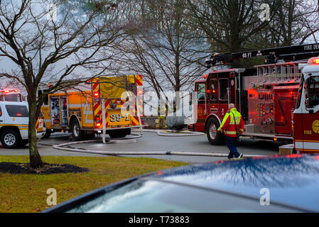 Fire Fitting in real life situation, series of 5 images, 1-5 Stock Photo